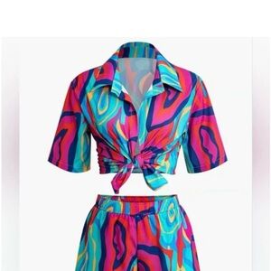 Colorful Women's Shorts Set